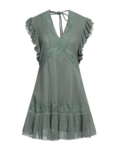 Shop Pinko Woman Mini Dress Military Green Size 4 Cotton, Nylon