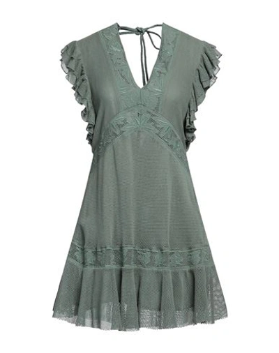 Pinko Woman Mini Dress Military Green Size 6 Cotton, Nylon In Green