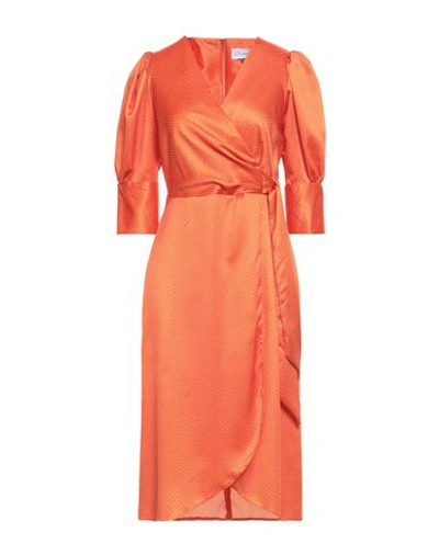 Closet Woman Midi Dress Orange Size 12 Polyester In Orange