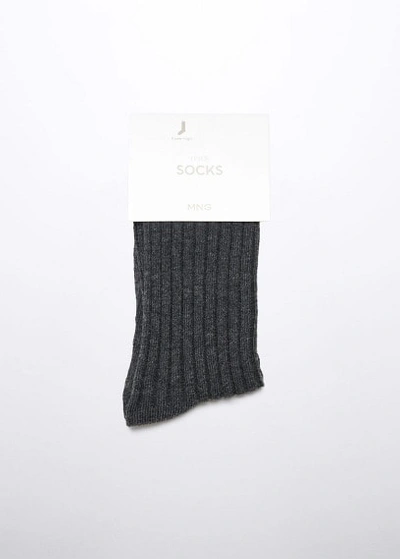 Shop Mango Knit Socks Charcoal