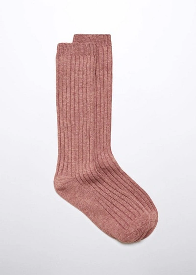 Shop Mango Knit Socks Pink