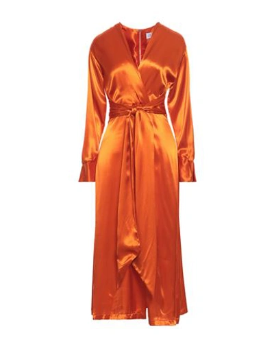 Shop Closet Woman Midi Dress Orange Size 10 Viscose