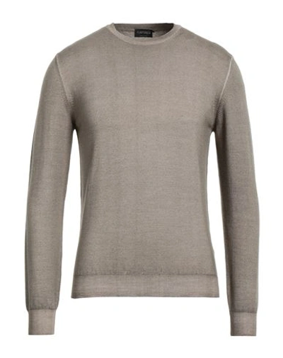 Shop Zanieri Man Sweater Khaki Size 46 Wool In Beige