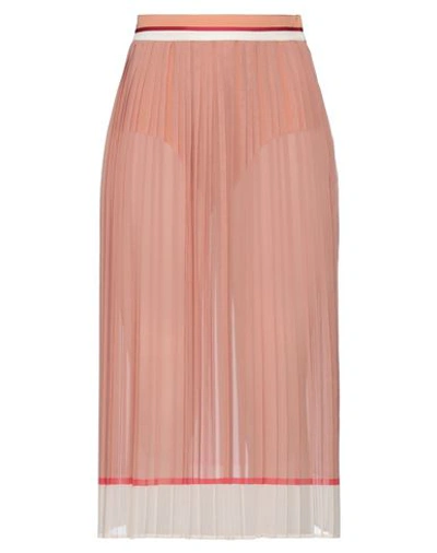 Elisabetta Franchi Woman Midi Skirt Pastel Pink Size 8 Polyester In Pink