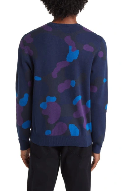 Shop Original Penguin Camouflage Crewneck Sweater In Dress Blues