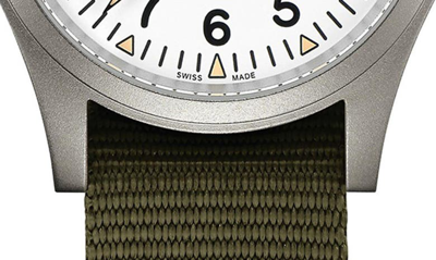 Hamilton Men's Swiss Mechanical Khaki Field Green Nato Strap Watch 38mm In White