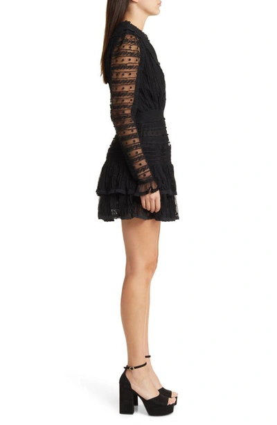 Shop Loveshackfancy Elio Long Sleeve Fit & Flare Minidress In Black