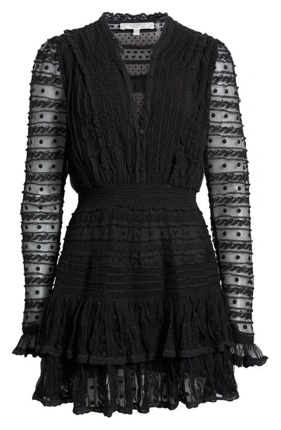 Shop Loveshackfancy Elio Long Sleeve Fit & Flare Minidress In Black