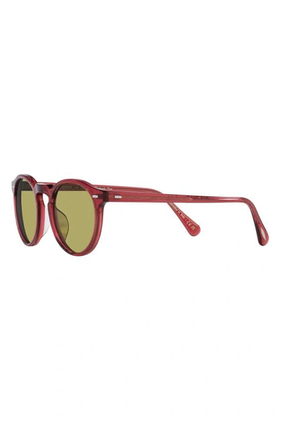 Shop Oliver Peoples 50mm Polarized Round Sunglasses In Translucent Rust