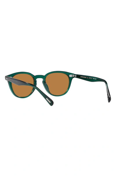 Shop Oliver Peoples Desmon Sun 48mm Polarized Round Sunglasses In Translucent Dark Teal