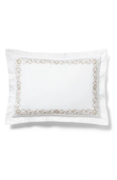 Shop Ralph Lauren Eloise Embroidered 624 Thread Count Organic Cotton Pillow Sham In True Platinum