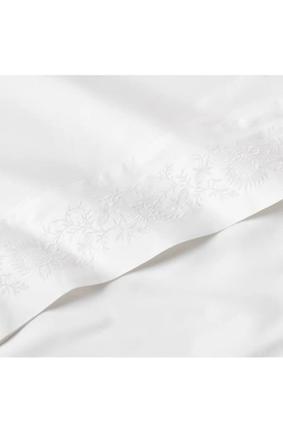 Shop Ralph Lauren Eloise Embroidered 624 Thread Count Organic Cotton Flat Sheet In Studio White