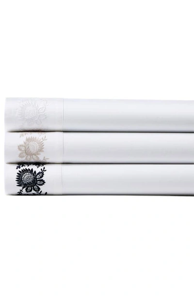 Shop Ralph Lauren Eloise Embroidered 624 Thread Count Organic Cotton Flat Sheet In Studio White