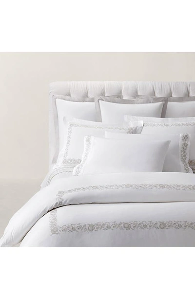 Polo Ralph Lauren Eloise Embroidered 624 Thread Count Organic Cotton Duvet Cover In True Platinum
