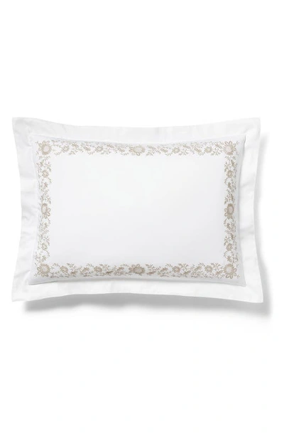 Shop Ralph Lauren Eloise Embroidered Organic Cotton Pillow Sham In True Platinum