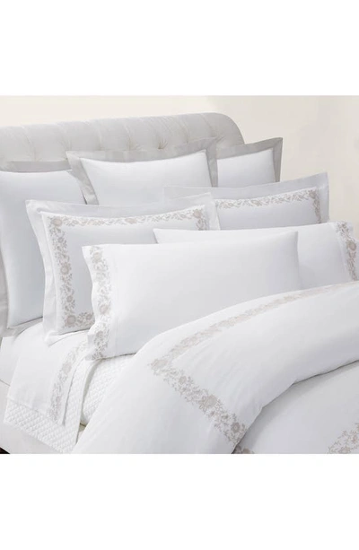 Shop Ralph Lauren Eloise Embroidered Organic Cotton Pillow Sham In True Platinum