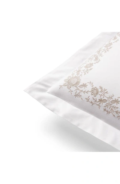 Shop Ralph Lauren Eloise Embroidered Organic Cotton Pillow Sham In True Platinum