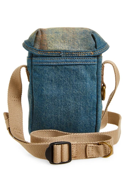 Shop Acne Studios Adyen Post Penicillin Denim Phone Crossbody Bag In Light Blue/ Beige