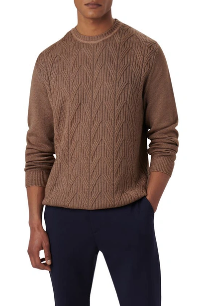 Shop Bugatchi Cable Stitch Merino Wool Sweater In Chestnut