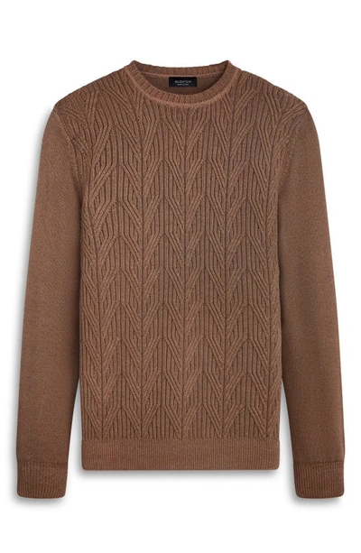 Shop Bugatchi Cable Stitch Merino Wool Sweater In Chestnut