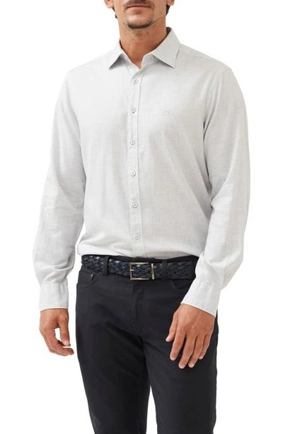 Shop Rodd & Gunn Arbors Track Microcheck Cotton Button-up Shirt In Pebble