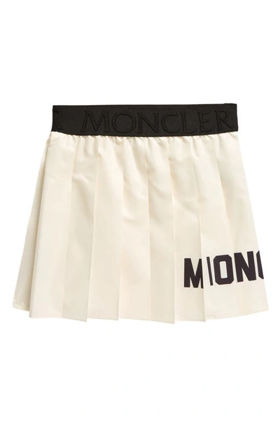 Shop Moncler Kids' Pleated Logo Graphic Skirt In White