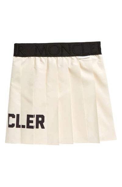 Shop Moncler Kids' Pleated Logo Graphic Skirt In White