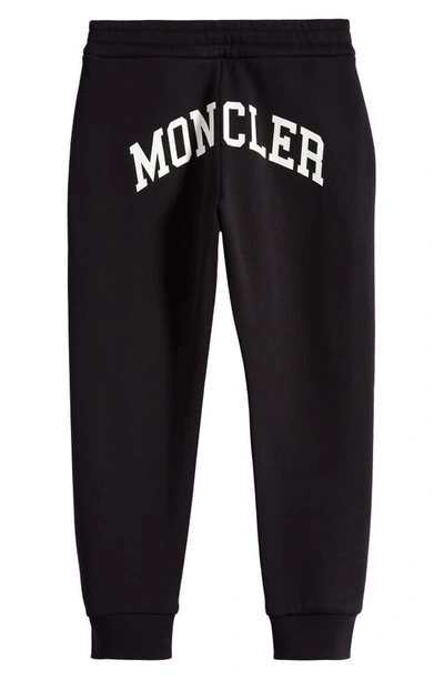 Shop Moncler Kids' Cotton Logo Graphic Joggers In Black