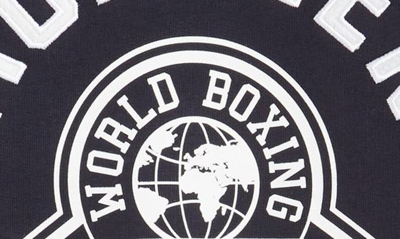 Shop Moncler Kids' World Boxing Logo Cotton Fleece Sweatshirt In Blue Navy