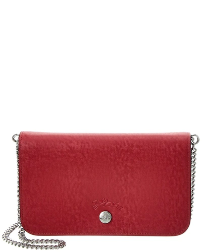 Shop Longchamp Le Pliage Neo Wallet On Chain In Red