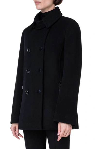 Shop Akris Punto Wool Blend Peacoat In 009 Black