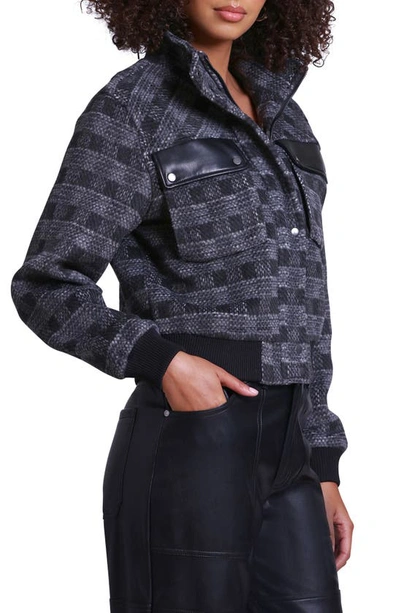 Shop Avec Les Filles Plaid Bomber Jacket In Black-grey