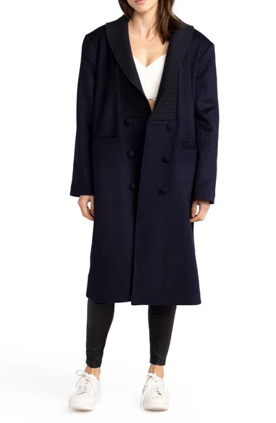 Shop Belle & Bloom After Party Quilt Lined Wool Blend Coat In Navy