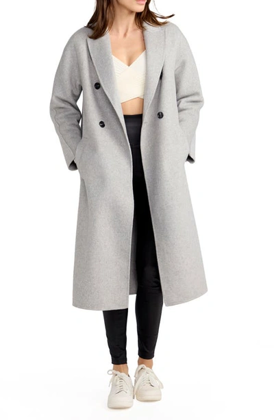 Shop Belle & Bloom Guest List Oversized Double Breasted Wool Blend Coat In Grey Marle