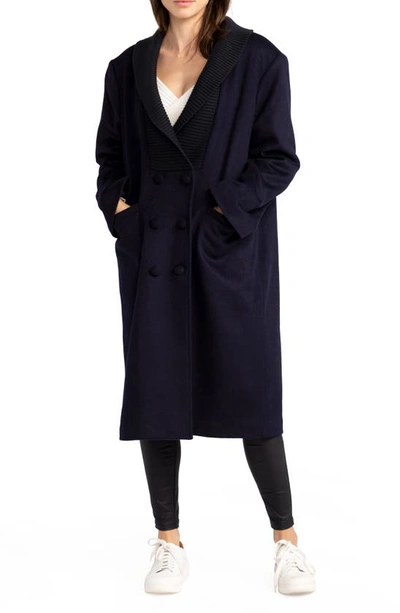 Shop Belle & Bloom After Party Quilt Lined Wool Blend Coat In Navy