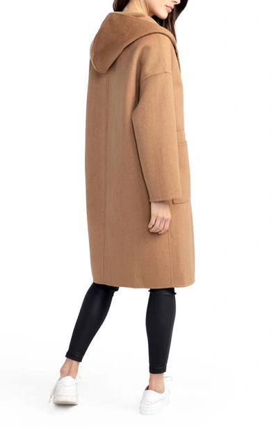 Shop Belle & Bloom Sunday Morning Hooded Wool Blend Coat In Camel