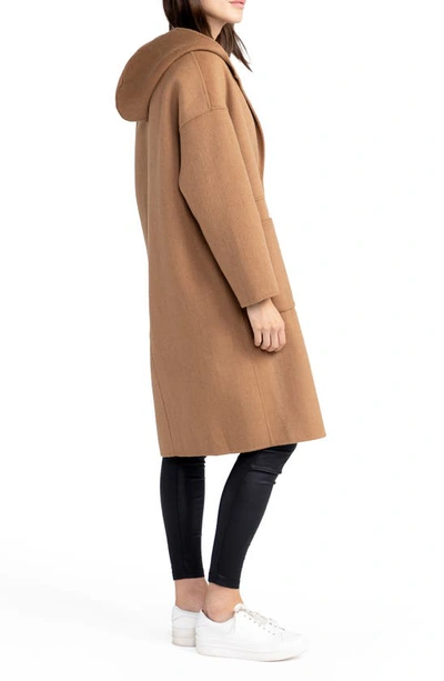 Shop Belle & Bloom Sunday Morning Hooded Wool Blend Coat In Camel