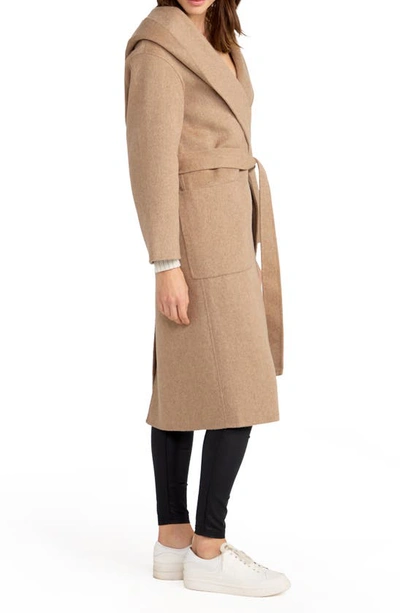Shop Belle & Bloom Arcadia Oversize Belted Hooded Wool Blend Coat In Oat