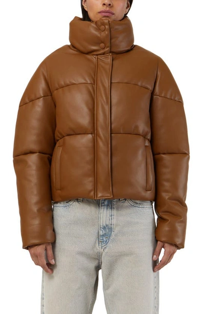 Shop Apparis Jemma Faux Leather Puffer Jacket In Camel