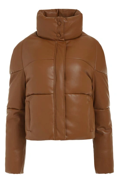 Shop Apparis Jemma Faux Leather Puffer Jacket In Camel