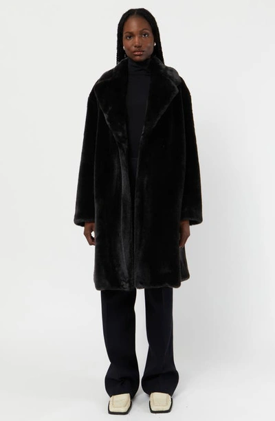 Shop Apparis Stella Faux Fur Coat In Noir