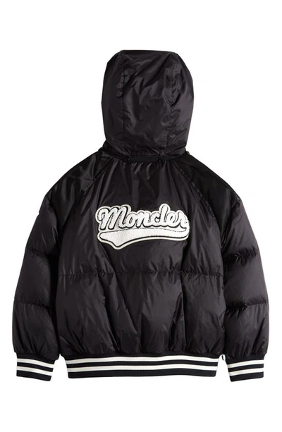 Shop Moncler Kids' Martha Hooded Down Jacket In Black