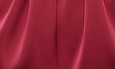 Shop Mac Duggal Plunge Neck Long Sleeve Satin Jumpsuit In Ruby