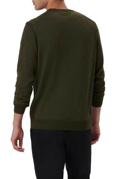 Shop Bugatchi Merino Wool Crewneck Sweater In Khaki