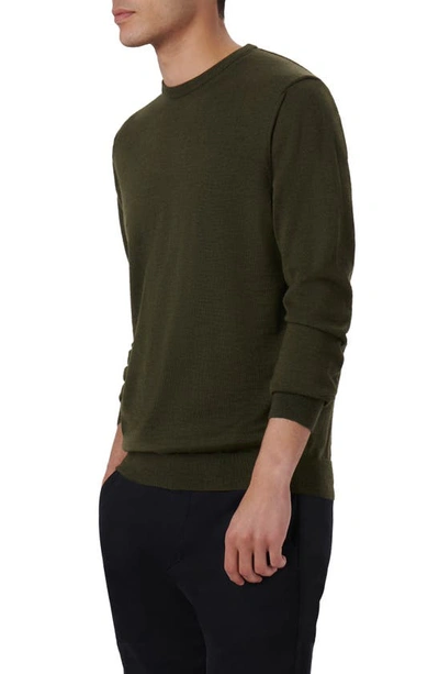 Shop Bugatchi Merino Wool Crewneck Sweater In Khaki