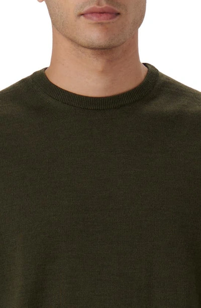 Shop Bugatchi Merino Wool Crewneck Sweater In Khaki