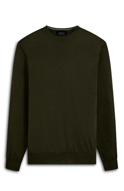 Shop Bugatchi Merino Wool Crewneck Sweater In Khaki
