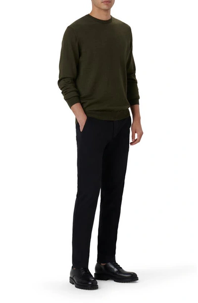 Shop Bugatchi Merino Wool Crewneck Sweater In Khaki