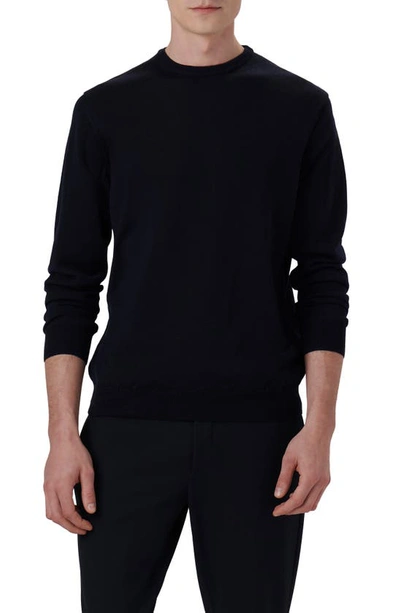 Shop Bugatchi Merino Wool Crewneck Sweater In Navy