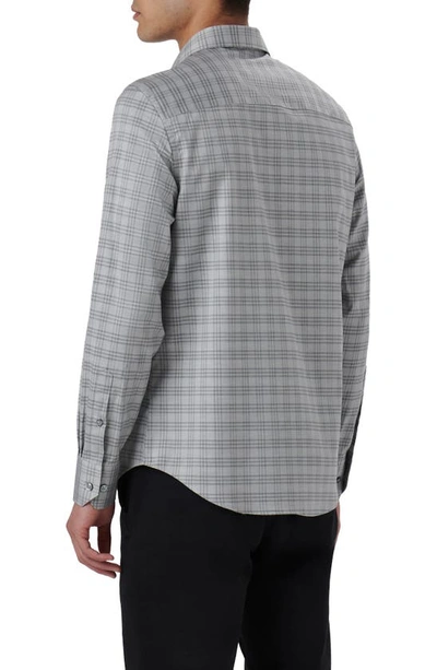 Bugatchi Axel Shaped Fit Plaid Stretch Cotton Button-up Shirt In Cement